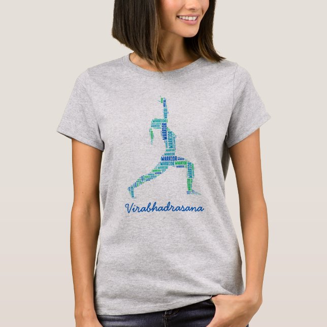 T-shirt Pose de guerrier de Yoga dans les tons bleu (Devant)