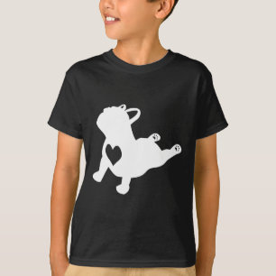 T-shirt Pose de yoga Bulldog avec cœur d'amour cadeau fran