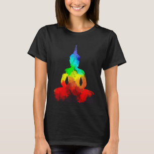 T-shirt Pose de yoga de l'amour arc-en-ciel de Bouddha T N