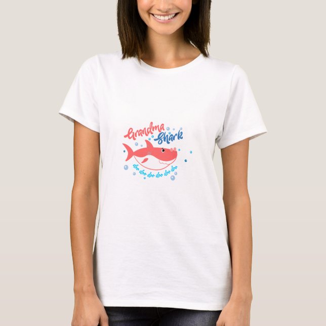 T-shirt Poser Grand-mère requin Doo Doo Doo Doo (Devant)