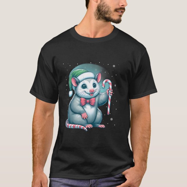 T-shirt Possum Christmas Candy Opposum Lover Rodent Owner (Devant)