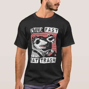 T-shirt Possum Raccoon Live Fast Eat Trash Street Cats Squ