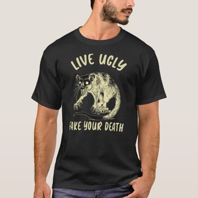 T-shirt Possum - Vivez moche faux votre mort (Devant)