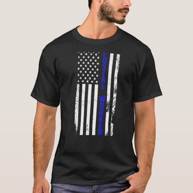 T-shirt Postal Worker US Flag Postman Mail Carrier Mailman (Devant)