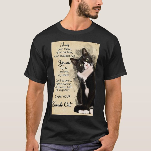 T-shirt Poster d'affiche de chat Tuxedo  (Devant)