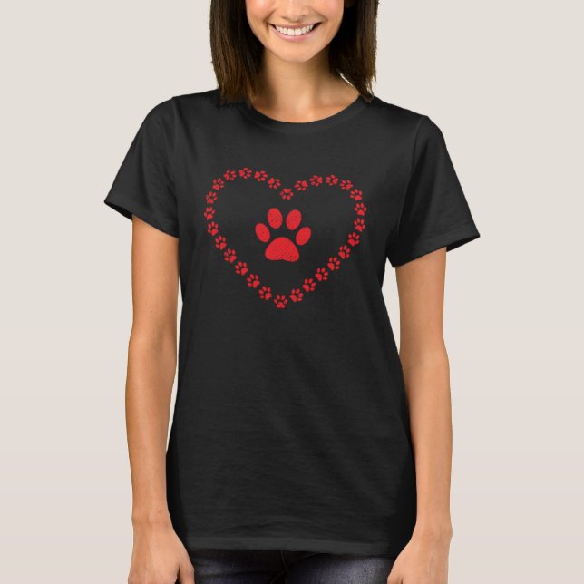 T-shirt Poster de animal Paw Coeur Chat (Devant)
