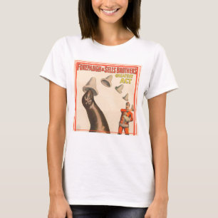 T-shirt Poster De Cirque Montrant Un Lion De Mer Casquette