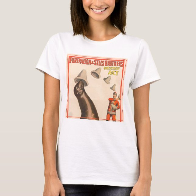 T-shirt Poster De Cirque Montrant Un Lion De Mer Casquette (Devant)