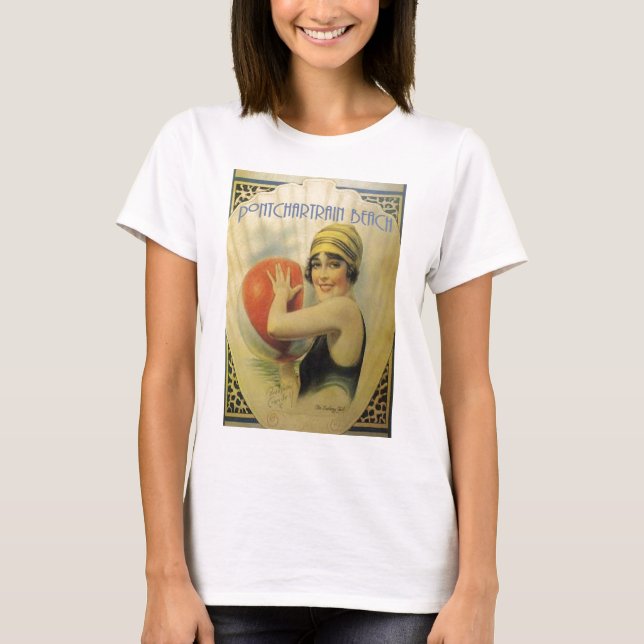 T-shirt Poster de la plage de Pontchartrain (Devant)