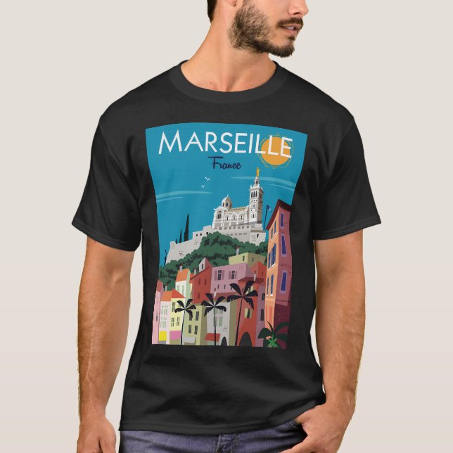 T-shirt Poster de Marseille Notre Dame De La Garde (Devant)