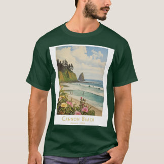 T-shirt Poster de voyage Cannon Beach Vintage Retro