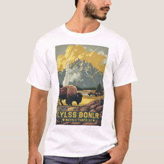 T-shirt Poster de voyage du parc national vintage Yellowst
