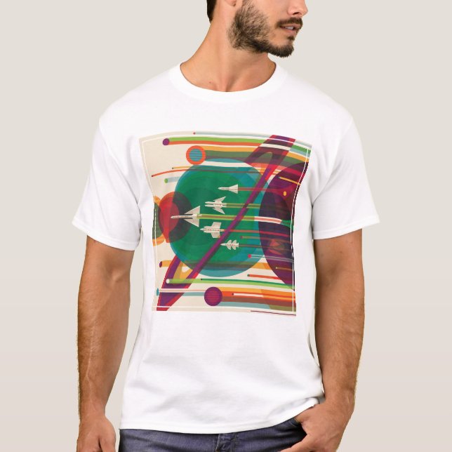 T-shirt Poster de Voyage Espace Rétro - Système Solaire Gr (Devant)