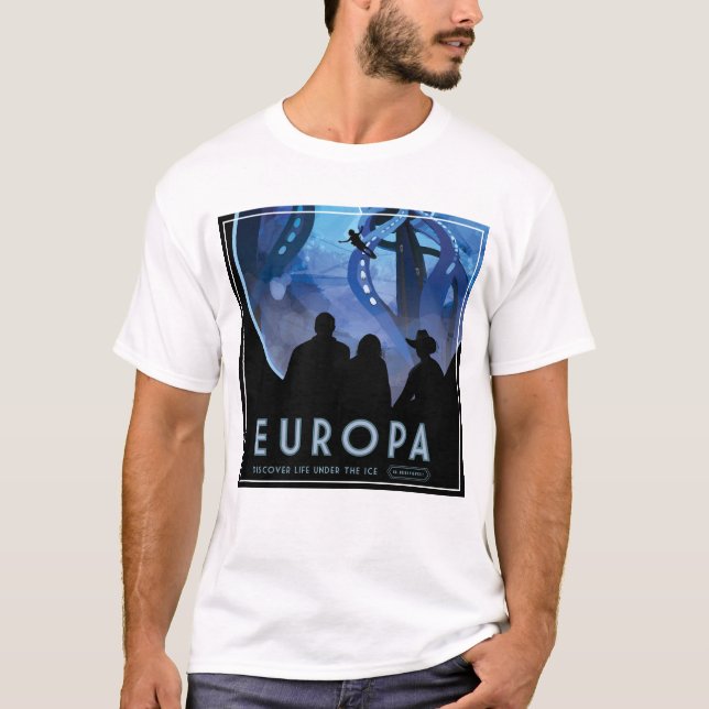 T-shirt Poster de voyage Retro Space - Jupiter's Moon Euro (Devant)