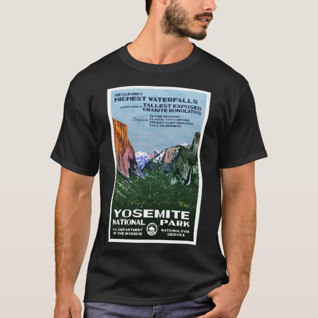 T-shirt Poster de voyage vintage Yosemite (Devant)
