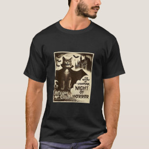T-shirt Poster d'horreur Vintage Vampire Cat Meowcula Vamp