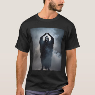T-shirt Poster d'horreur Visage Coeur fantôme Hallowe