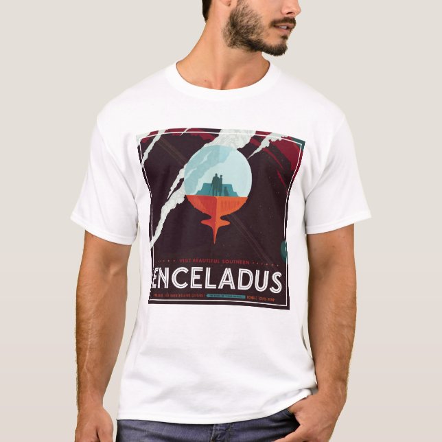 T-shirt Poster Espace Rétro Mission Cassini À Saturne (Devant)