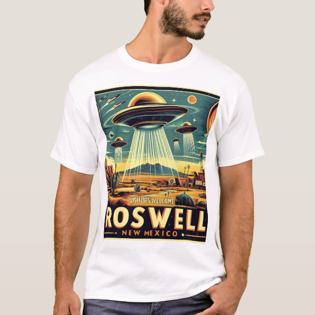 T-shirt Poster touristique Roswell - Retro OVNI & Parodie  (Devant)