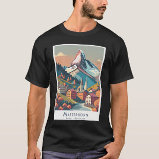 T-shirt Poster Vintage voyage Zermatt Matterhorn - Minimal