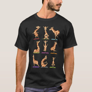 T-shirt Postures de yoga Asana de girafes Maîtres de médit