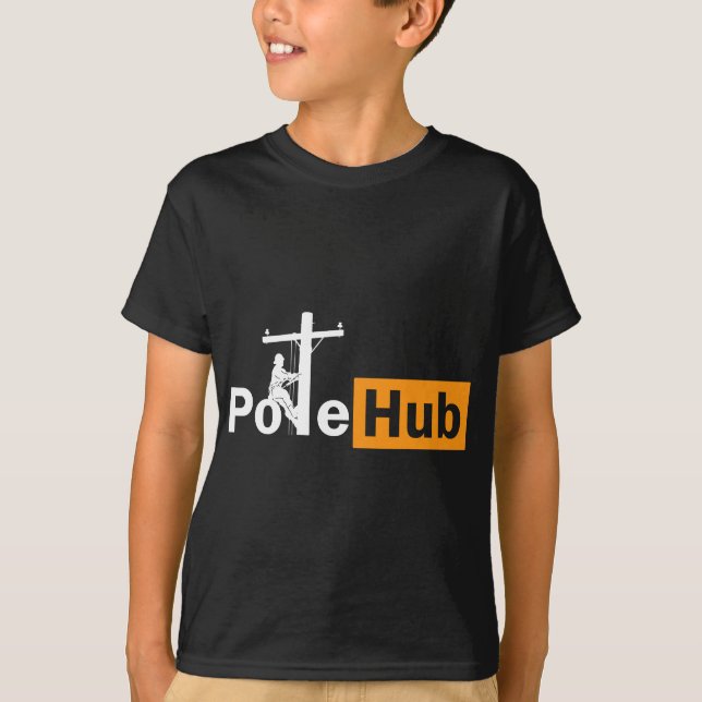 T-shirt Poteau Hub Lineman Line Worker Utility Poteau Funn (Devant)