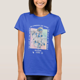 T-SHIRT POTRAIT BLEU ROSE FEMMES STATUE DESIGN POUR MOM