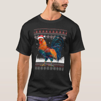 T-shirt Poule Chapeau Santa Lumières Noël Fermiers Christm