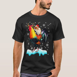 T-shirt Poule de Noël de renne de poulet chevauchant un ha