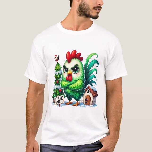 T-shirt Poule de Noël grincheuse (Devant)