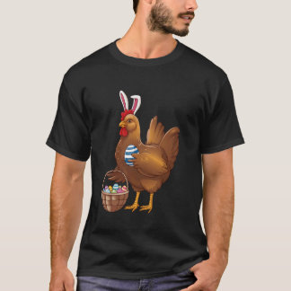 T-shirt Poule du jour de Pâques portant des oreilles de la