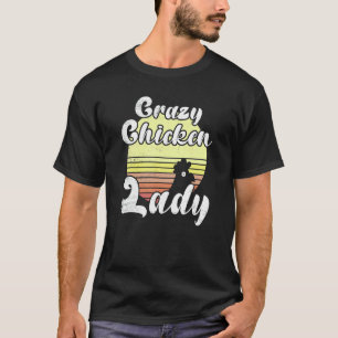 T-shirt Poule effrontée Rétro Coucher de soleil Poule foll