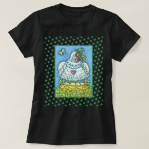 T-SHIRT POULE IRLANDAISE DRÔLE, ŒUFS ET TRÈFLES POULET MIG