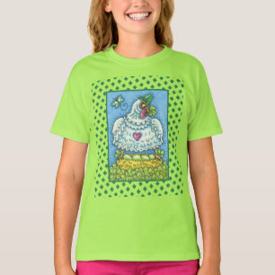 T-SHIRT POULE IRLANDAISE DRÔLE, ŒUFS ET TRÈFLES POULET MIG