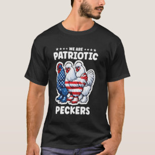 T-shirt Poules Américaines 4 juillet Rouge Blanc Bleu Silk
