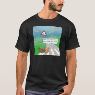 T-shirt Poules Traversant la Route Dessin Animé Drôle