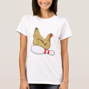 T-shirt Poulet au Bowling avec épingle de Bowling