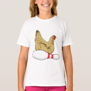 T-shirt Poulet au Bowling avec épingle de Bowling