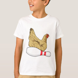 T-shirt Poulet au Bowling avec épingle de Bowling