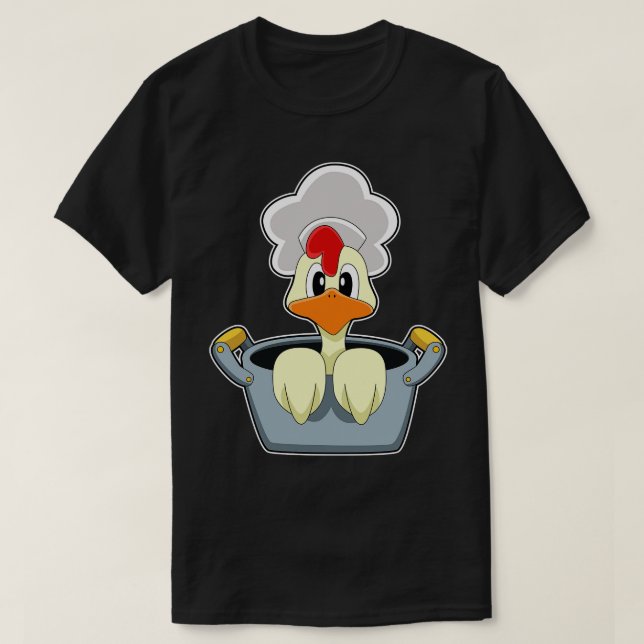 T-shirt Poulet avec pot à Cuisine (Design devant)