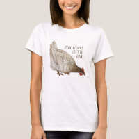 Poulet Brown et blanc avec le texte "Zéro nuque"