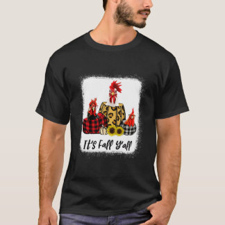 T-shirt Poulet C'Est Automne Y'All Leopard Citrouille Auto