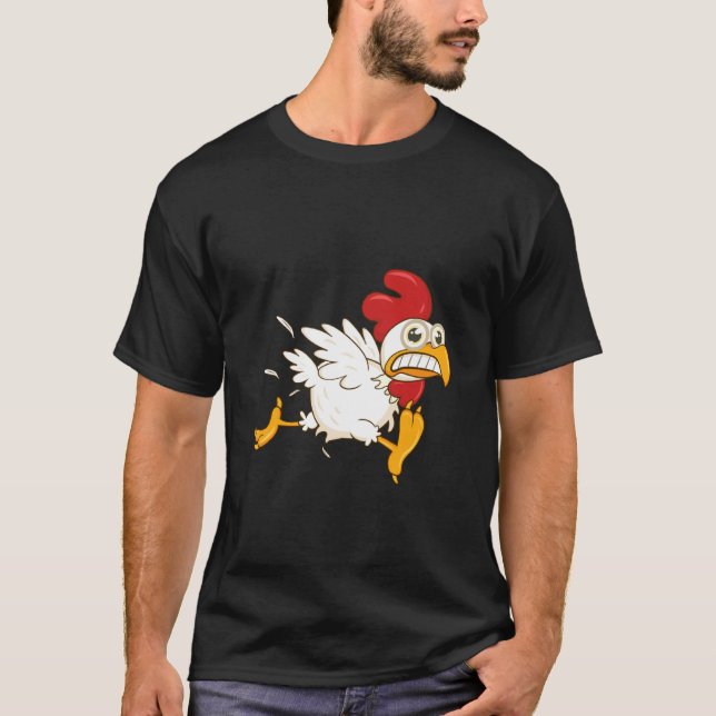 T-shirt Poulet courant effrayé (Devant)