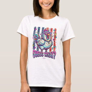 T-shirt Poulet de dessin animé rétro coloré avec des lunet