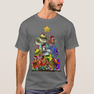 T-shirt Poulet de Noël Arbre ferme Hen Rooster Merry Chri