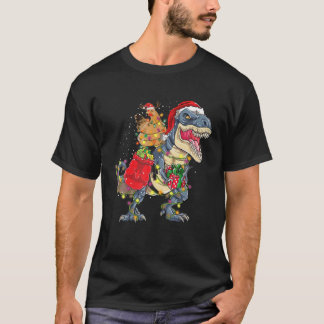 T-shirt Poulet de Noël équitation Dinosaure T Rex Arbre Lu