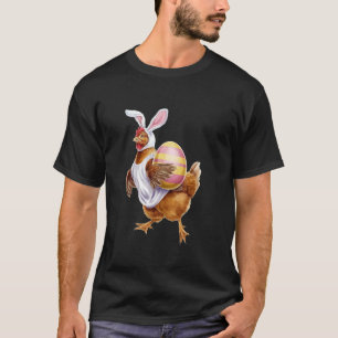 T-shirt Poulet de Pâques heureux avec Lapin et Œufs Fun su