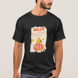 T-shirt Poulet de Pâques mignon avec oeuf de Pâques Bonjou