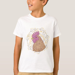 T-shirt poulet de printemps fleur mignonne poule