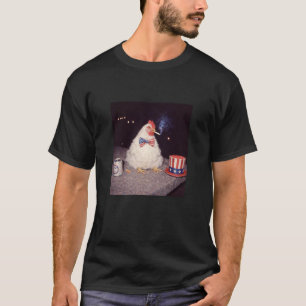 T-shirt Poulet Drôle Fumant Cigarette Bière Gen Z 4 Juille